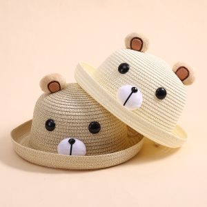 クマ型の子供用通気性麦わら帽子をカスタマイズする