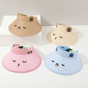 刺繍された猫の模様の子供用サンバイザーをカスタマイズ